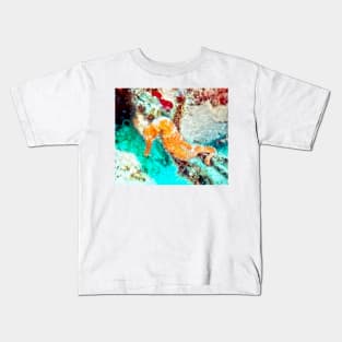 Orange Caribbean Sea Horse Kids T-Shirt